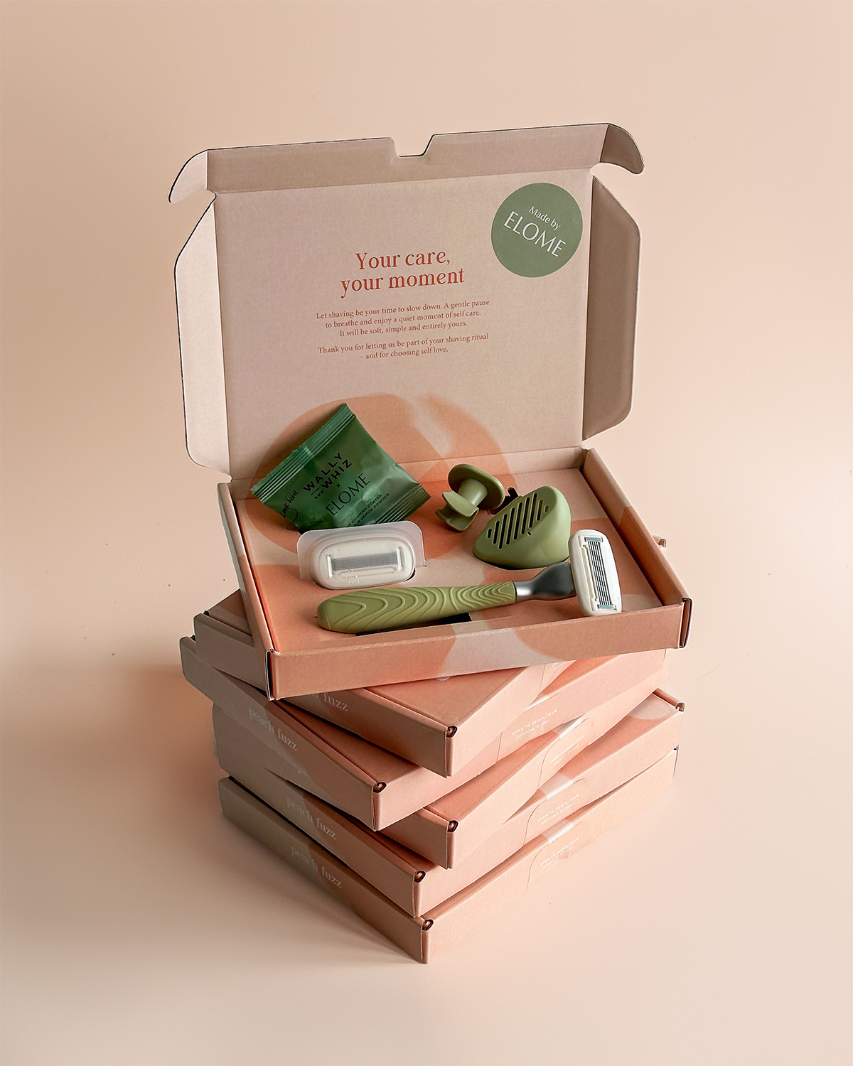 Elome Starter Kit Box mit Griff, Rasierköpfen und Wandhalter